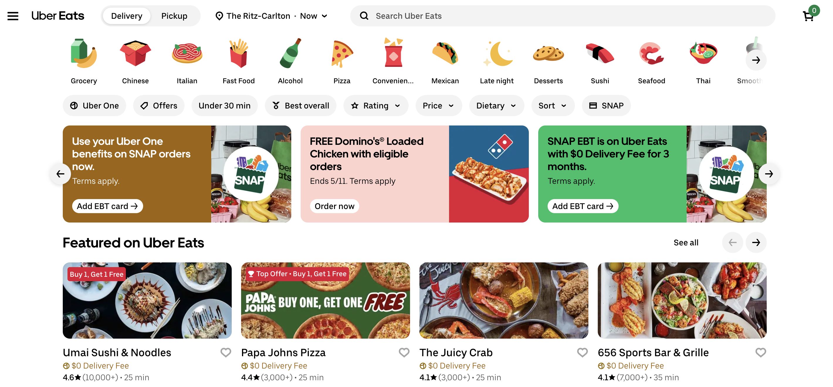 Uber Eats promo code example