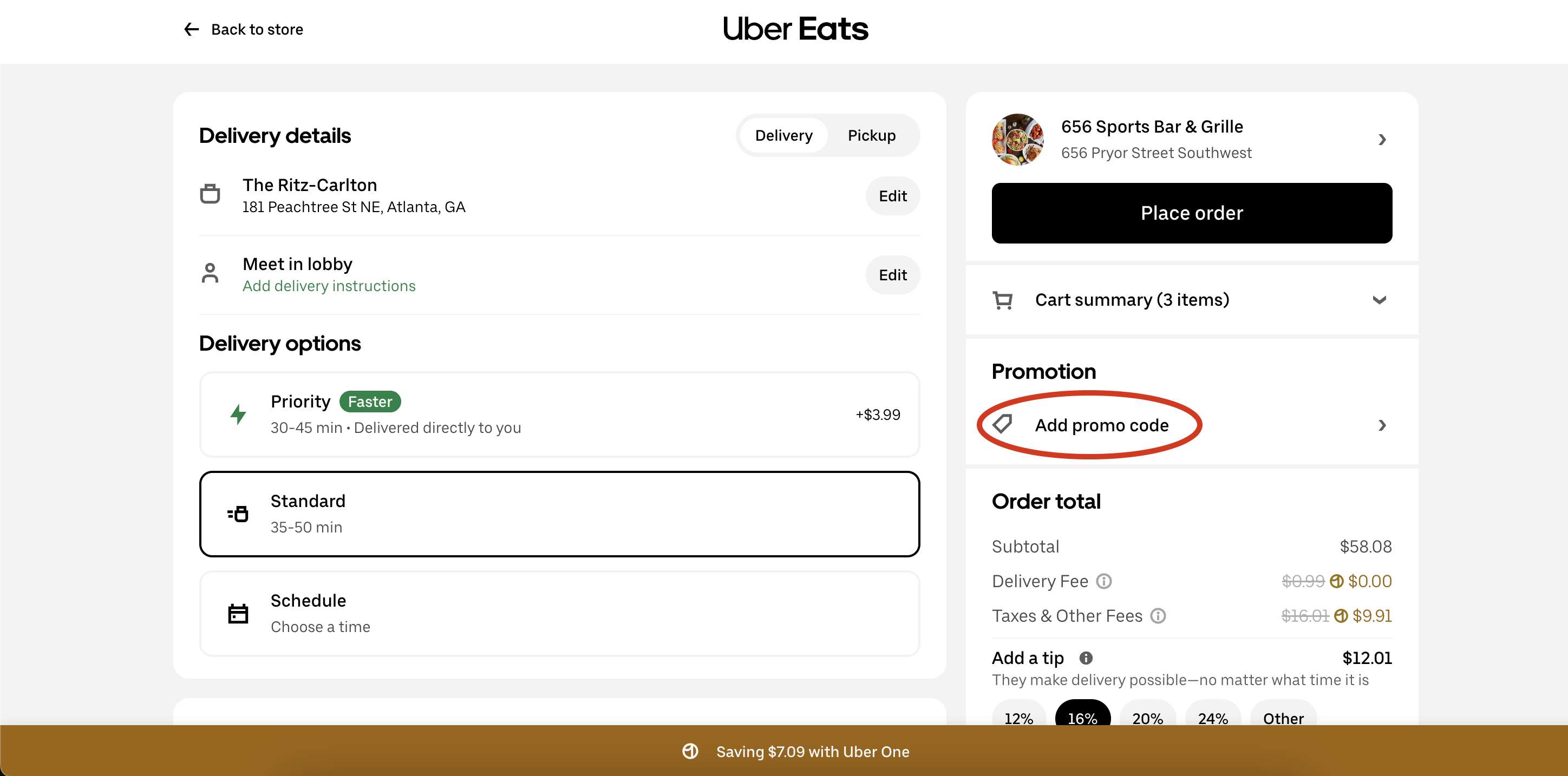 Uber Eats promo code example