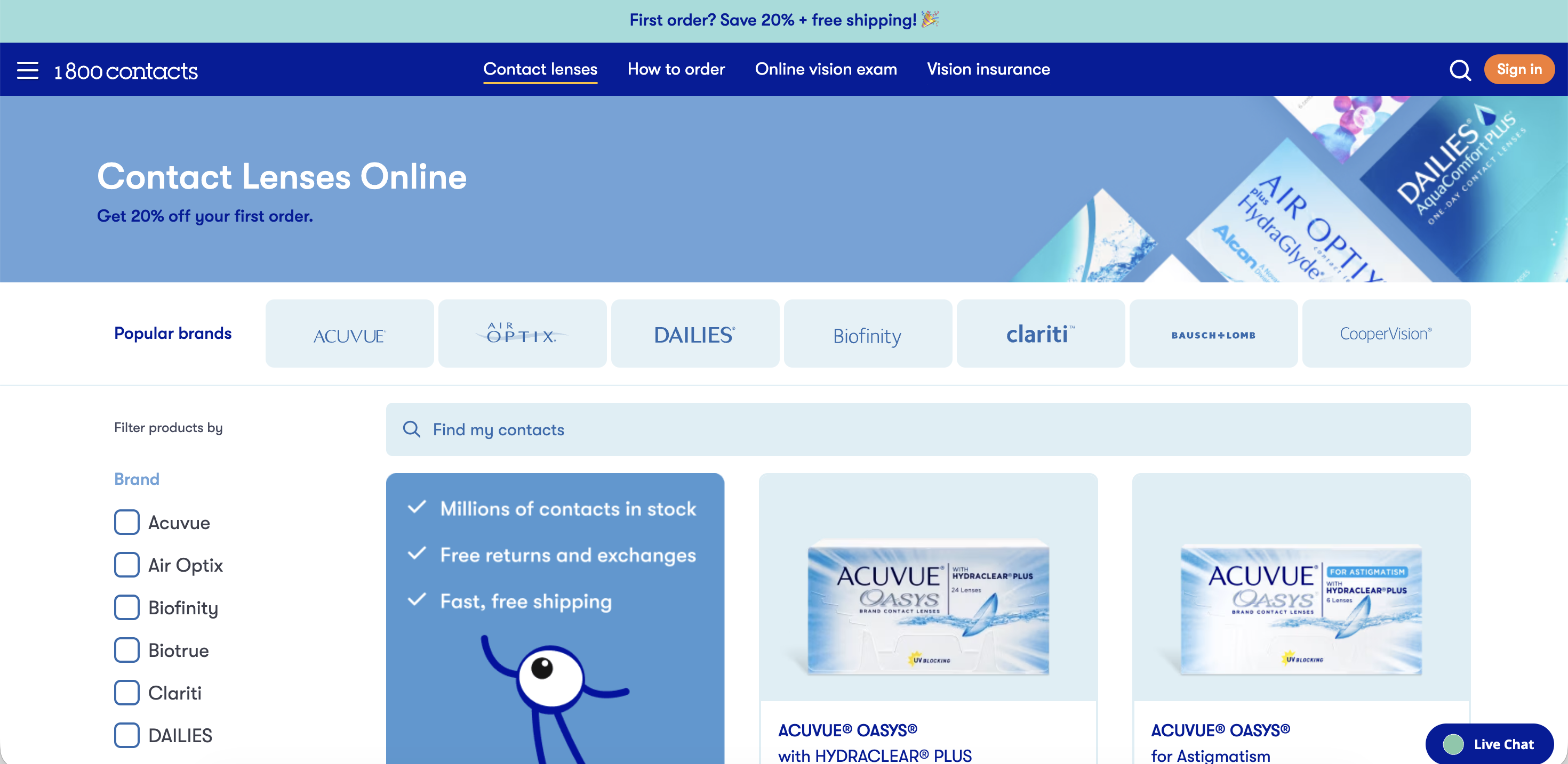 Contact page screenshot