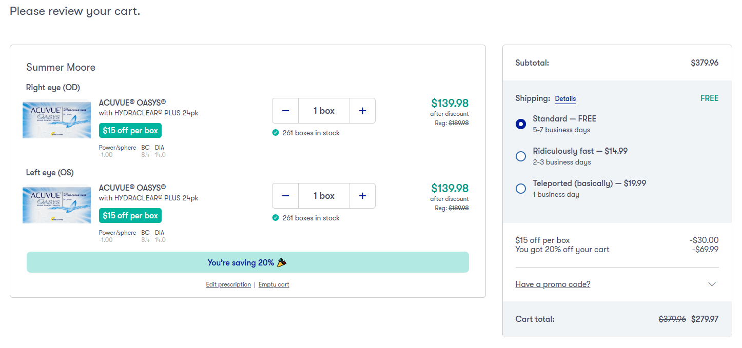 Contact page screenshot