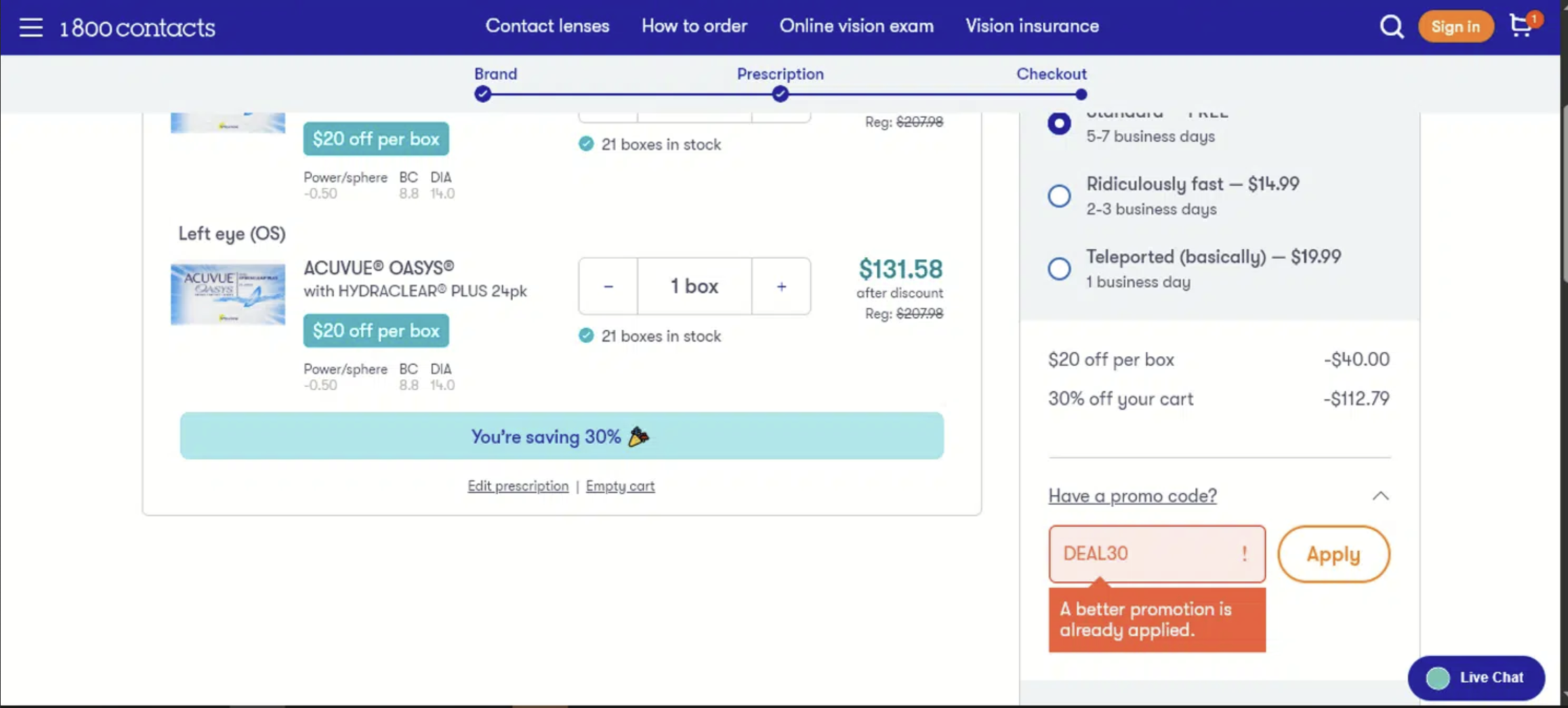 Contact page screenshot