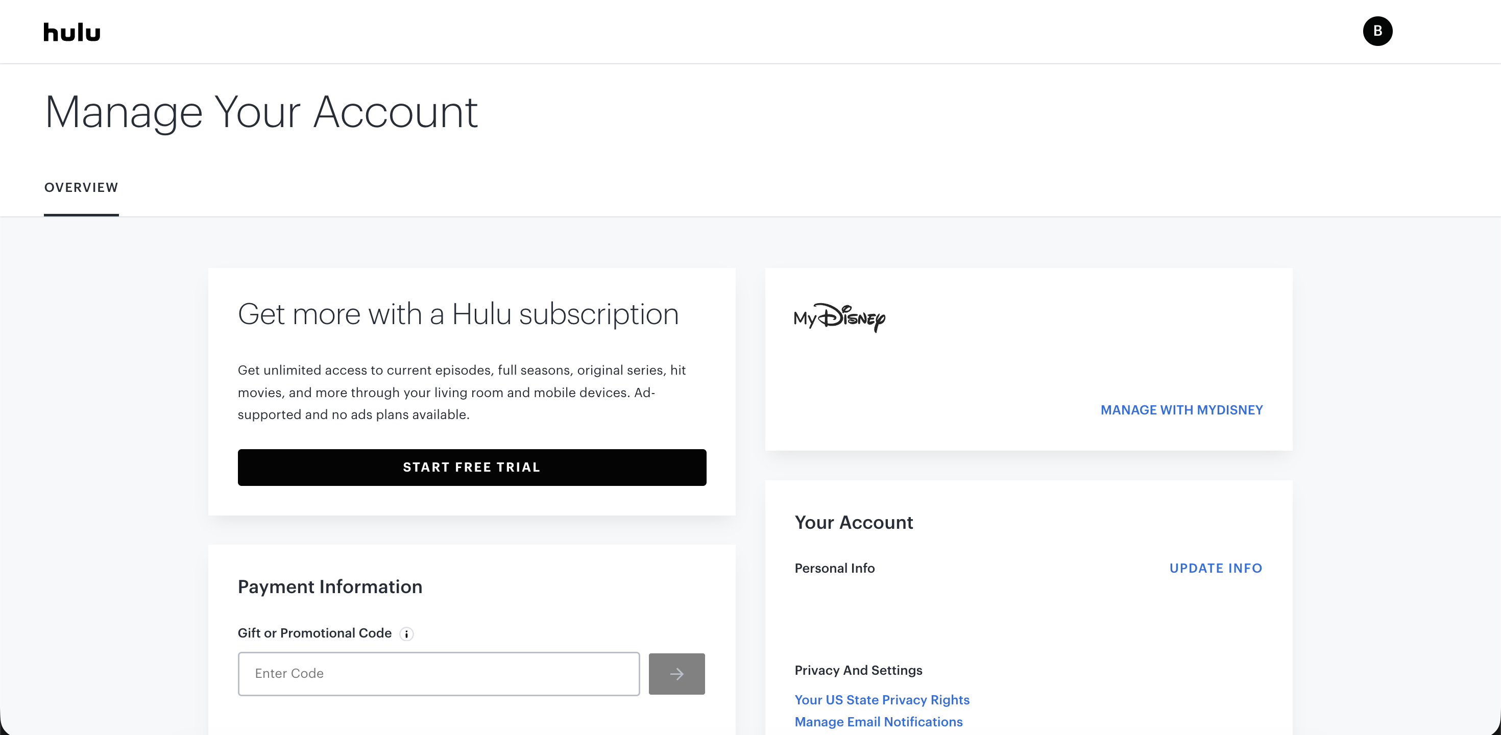 Hulu promo code example
