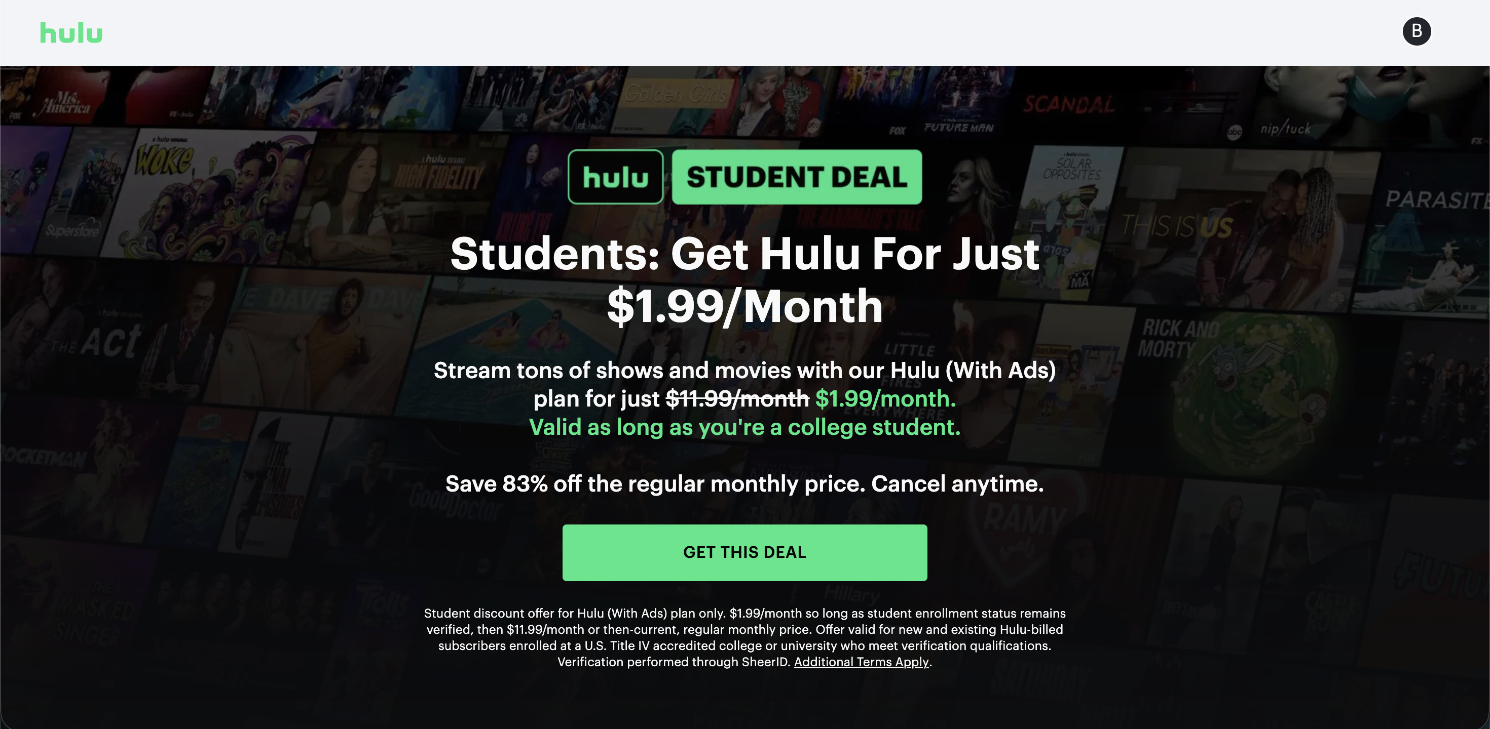 Hulu promo code example